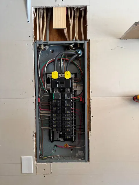 New panel set in the wall at rough-in